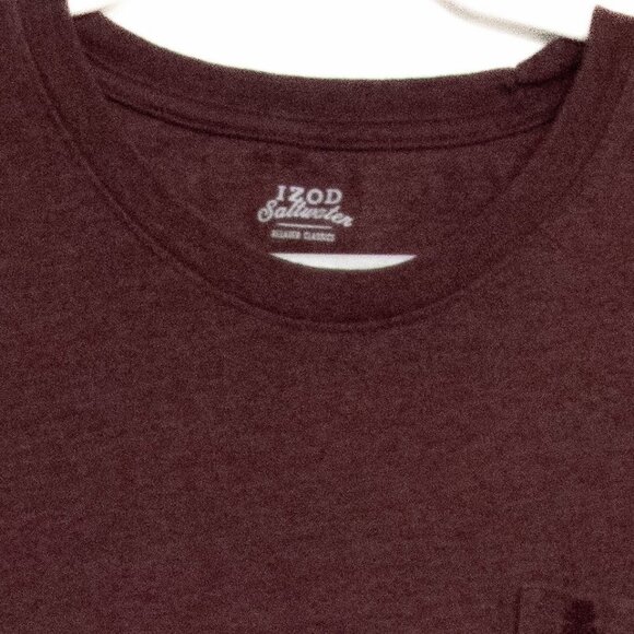 Izod Saltwater Crew Neck T-Shirt With Chest Pocket - Dark Brown Size XXL Soft Co - Picture 2 of 8